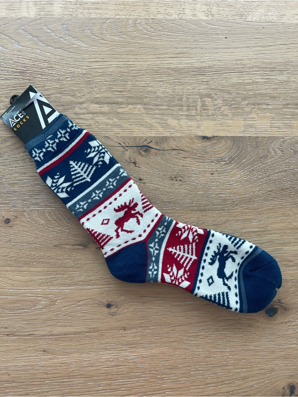 Men’s Navy, Red & White Fair Isle Crew Socks